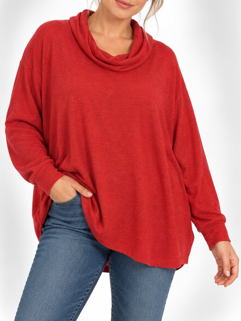 Lane Bryant 26/28 Red Cowl Neck Tunic Sweater Plus Size NWT
